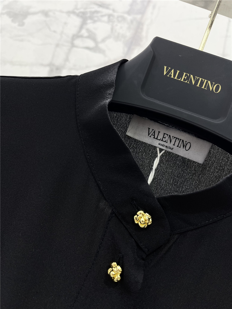 Va1e*ntin0 irregular pleated v-neck silk shirt replica d&g clothing