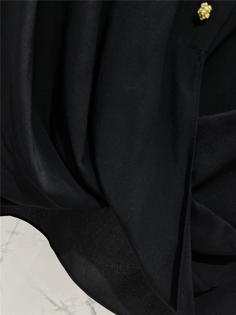 Va1e*ntin0 irregular pleated v-neck silk shirt replica d&g clothing