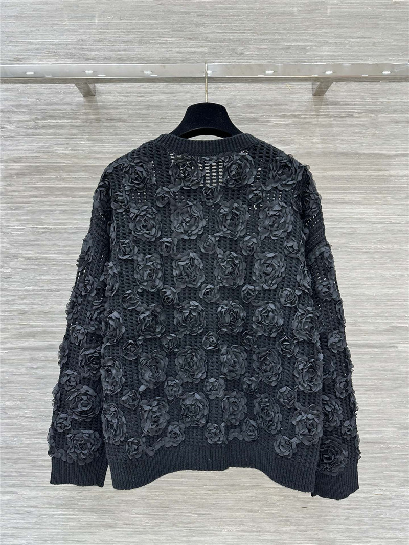 Ce1i*e black openwork rose sweater