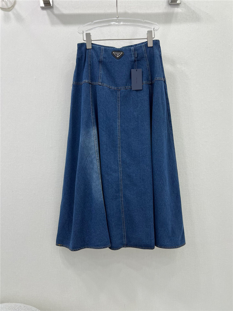 Pra*a triangle logo denim skirt replica d&g clothing