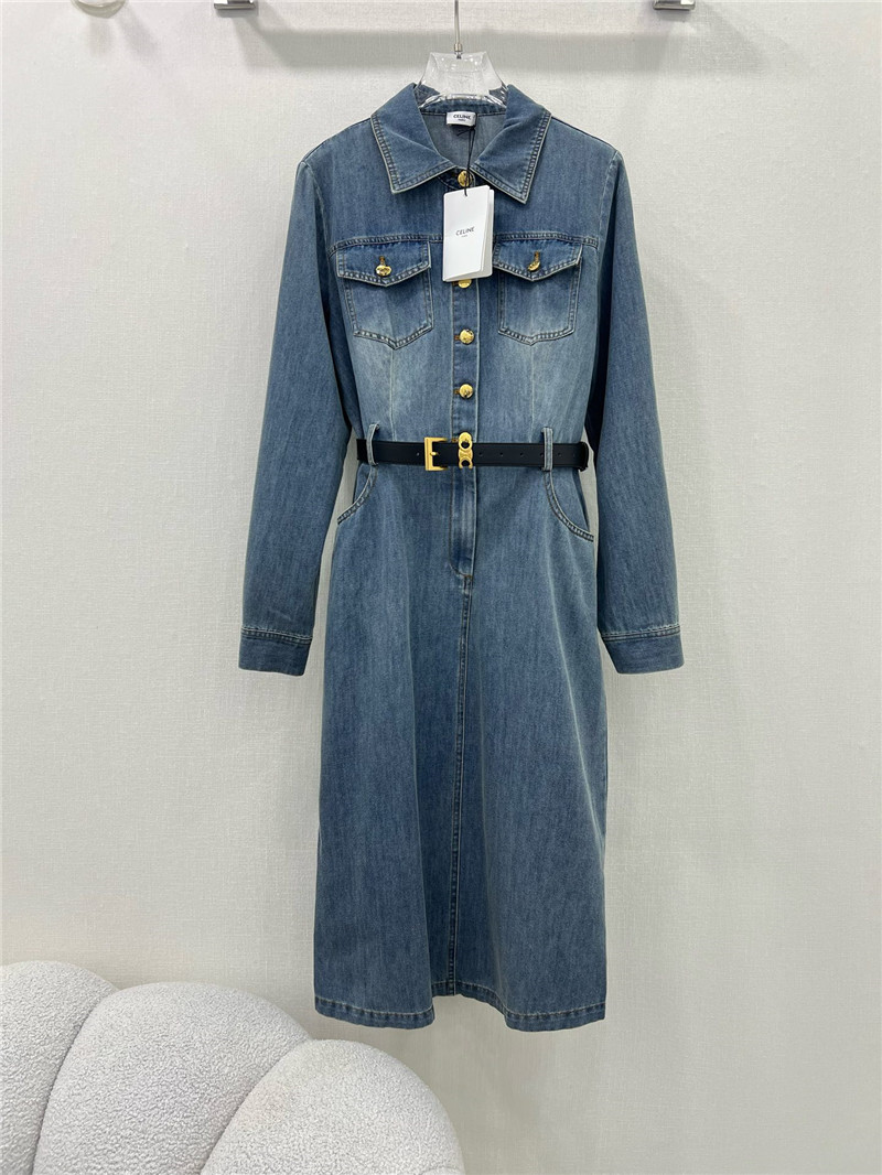 Ce1i*e denim long sleeve dress replica clothes