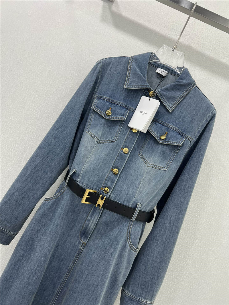 Ce1i*e denim long sleeve dress replica clothes