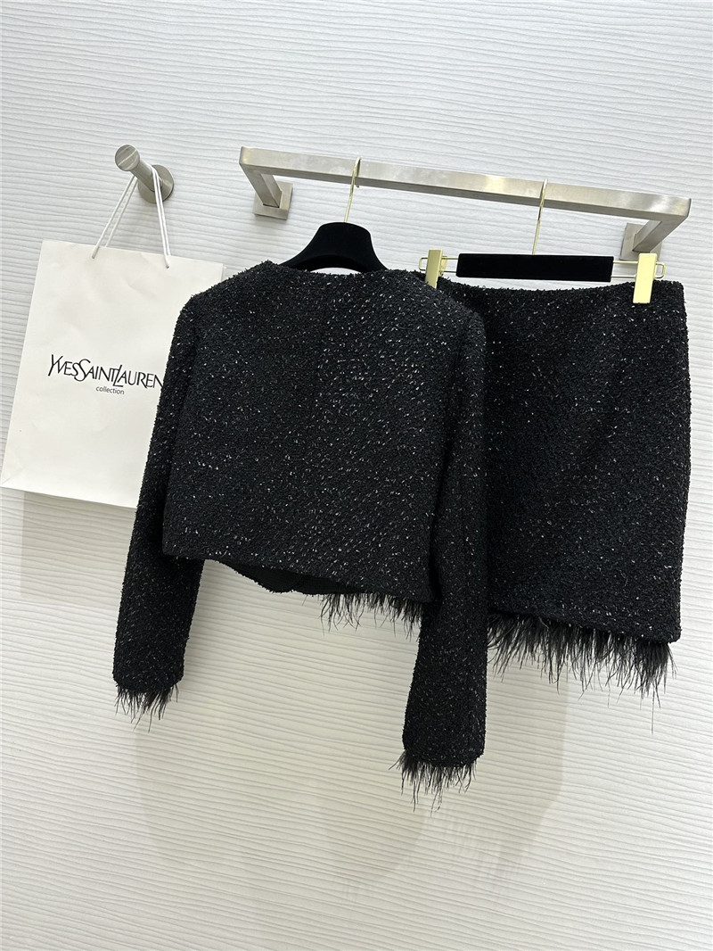 Y51 soft tweed jacket + sequined skirt set replicas clothes