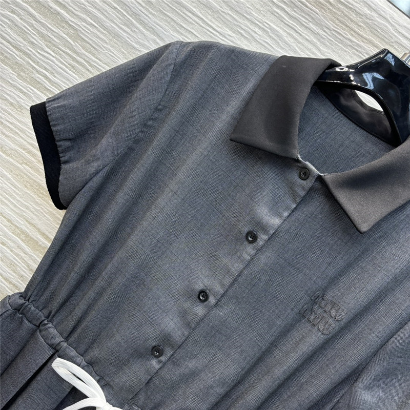 M1um1u lapel pleated drawstring dress replica d&g clothing