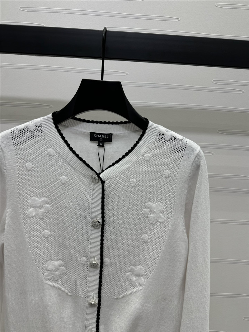 Ch**el jacquard knitted v-neck cardigan replica clothes