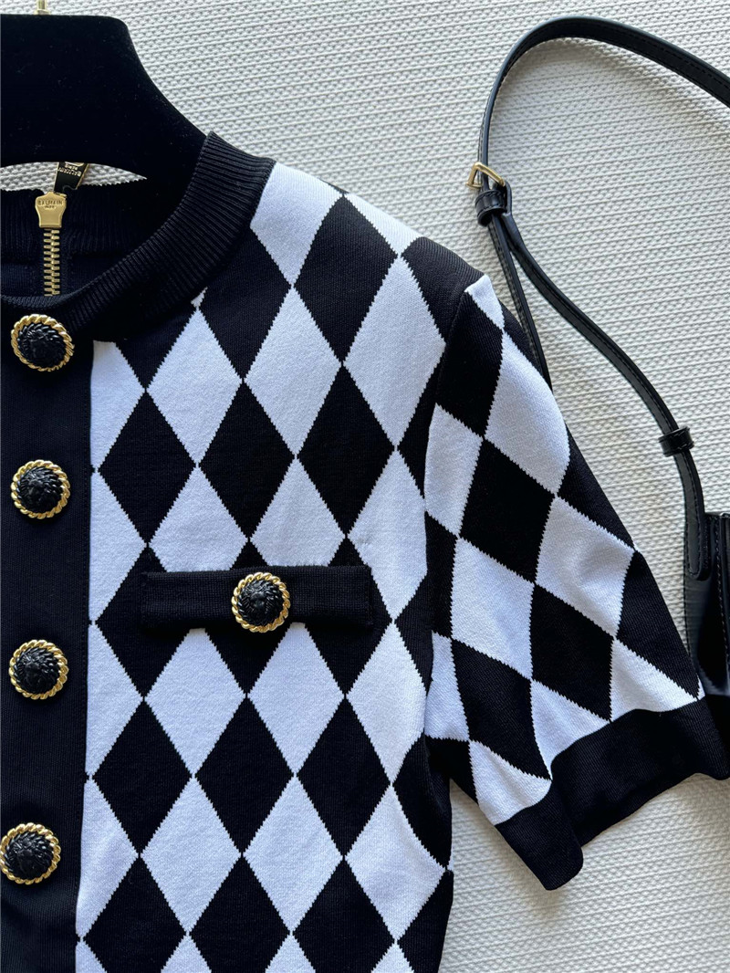 balmain black and white D1am0nd cardigan replica clothes