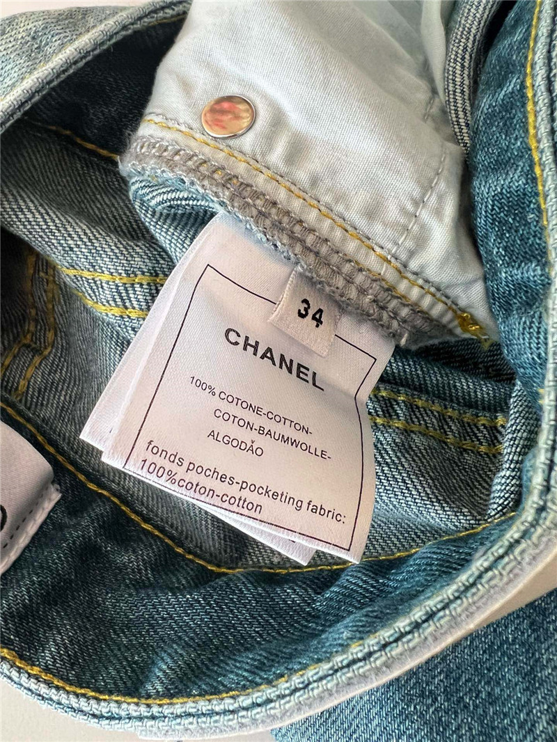 Ch**el vintage ripped straight jeans replica designer clothes