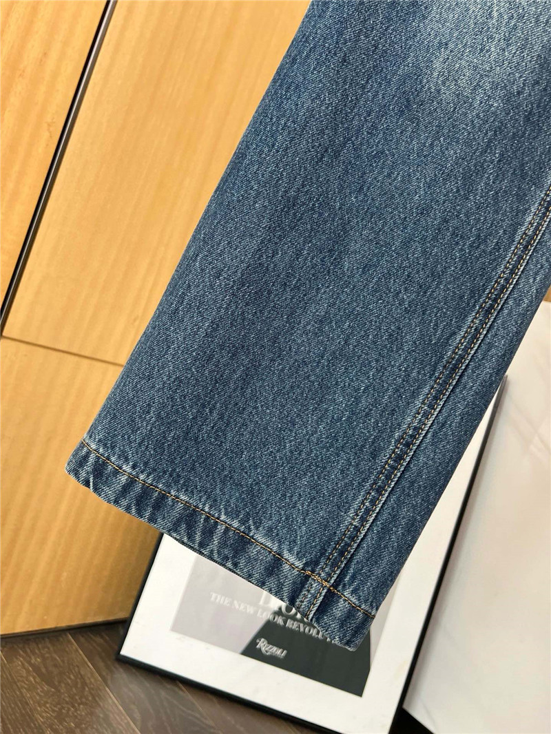Ch**el dark blue straight jeans replica clothes