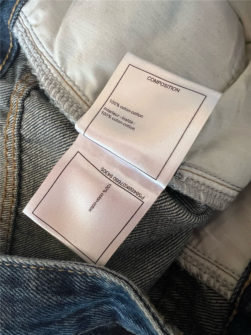 Ch**el dark blue straight jeans replica clothes