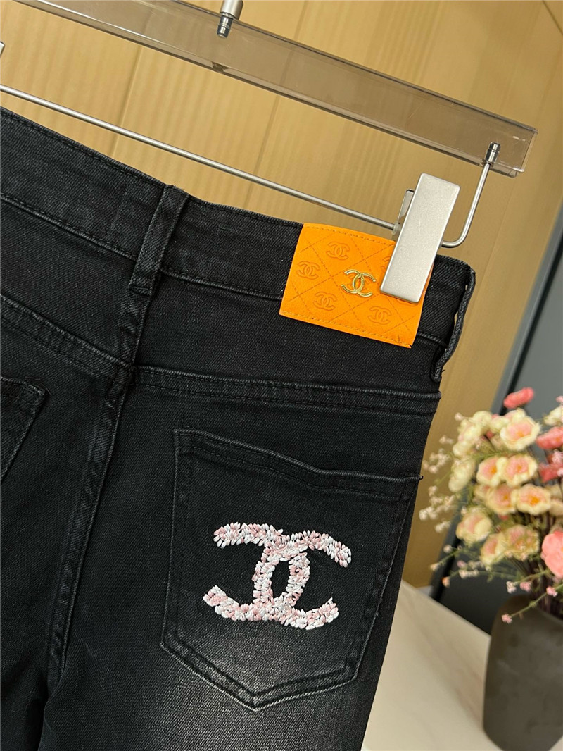 Ch**el embroidered letters slightly spicy jeans replica clothing