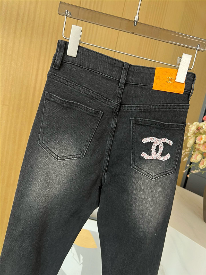 Ch**el embroidered letters slightly spicy jeans replica clothing
