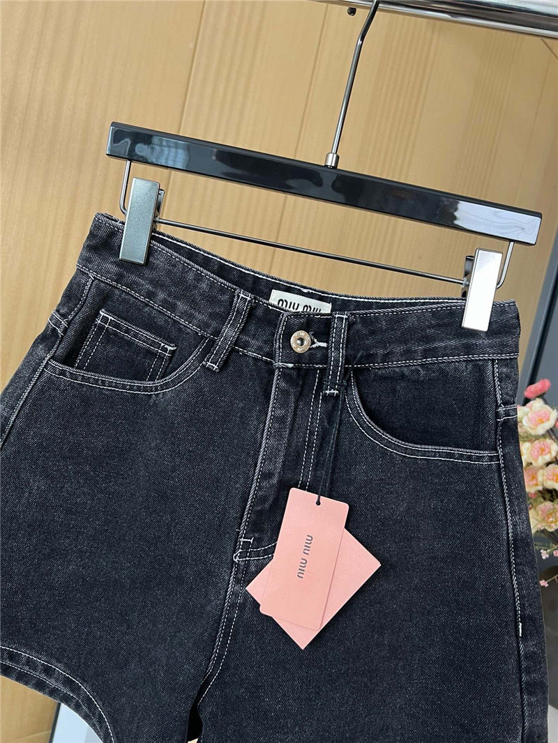 M1um1u black and grey denim shorts replica clothing sites