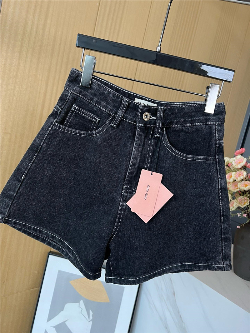 M1um1u black and grey denim shorts replica clothing sites