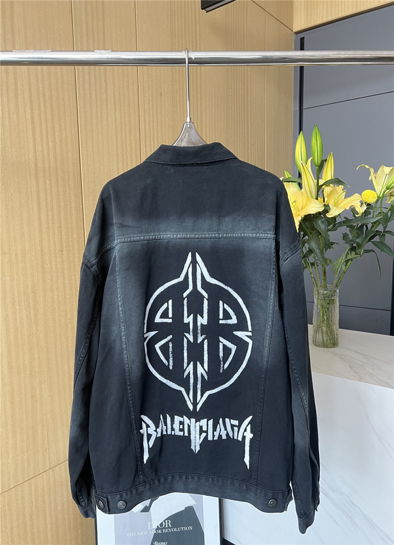 Ba1en*iaga washed printed denim replica clothing