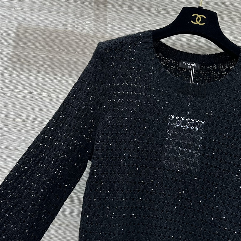 Ch**el hollow crochet top replica clothing sites