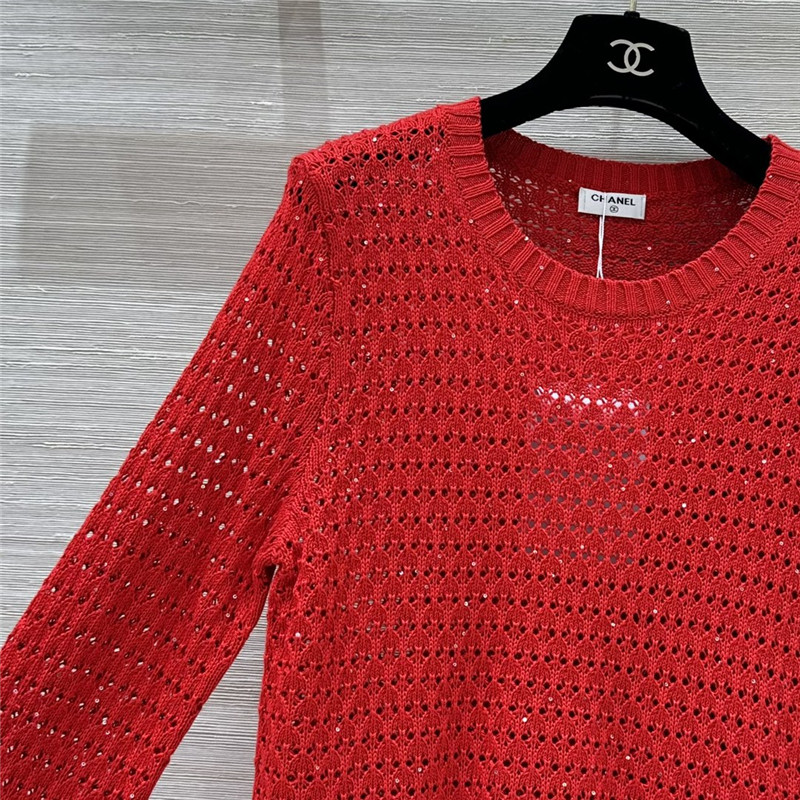 Ch**el hollow crochet top replica clothing sites