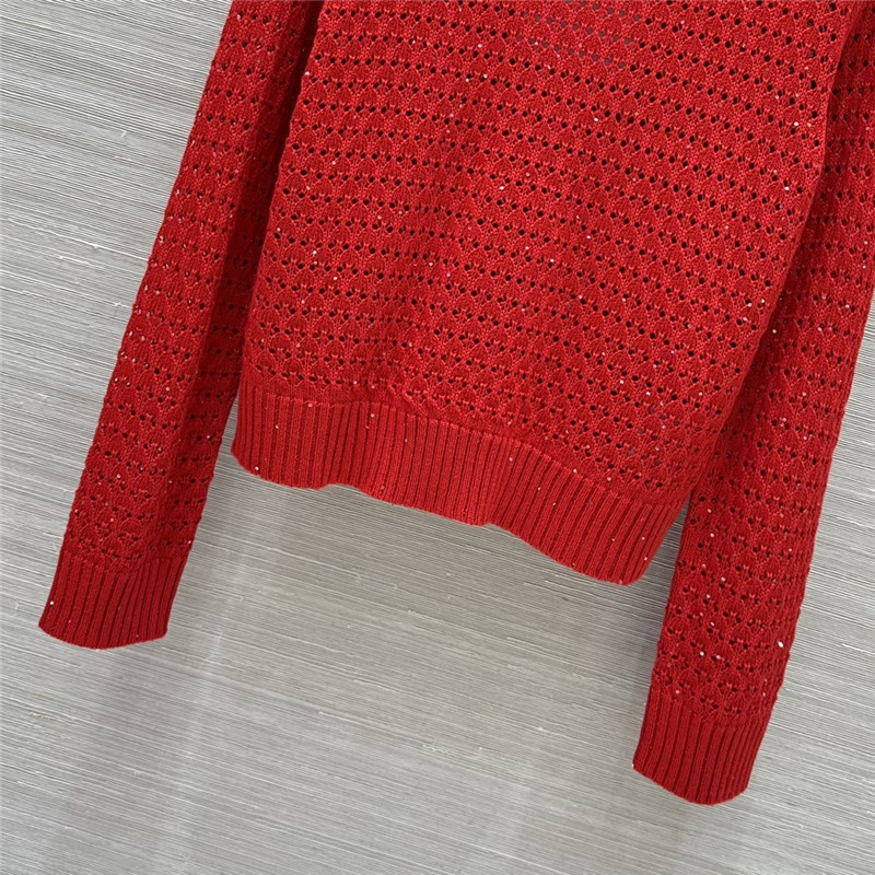 Ch**el hollow crochet top replica clothing sites