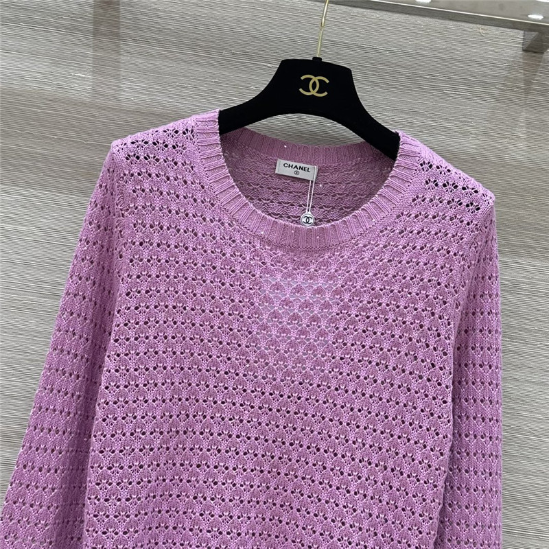 Ch**el hollow crochet top replica clothing sites