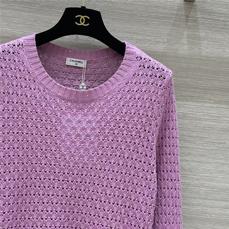 Ch**el hollow crochet top replica clothing sites