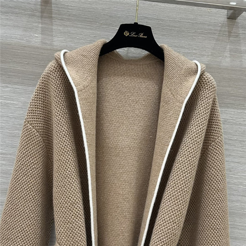 L0r0 P1ana pure cashmere curly tie coat replica clothes