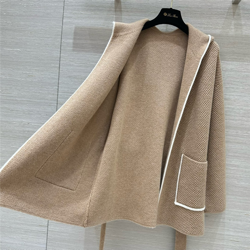 L0r0 P1ana pure cashmere curly tie coat replica clothes