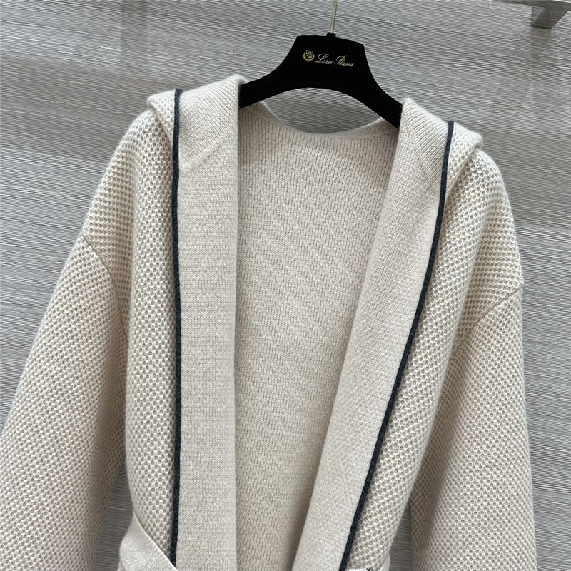 L0r0 P1ana pure cashmere curly tie coat replica clothes