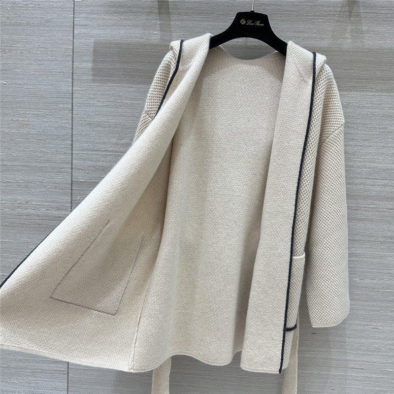 L0r0 P1ana pure cashmere curly tie coat replica clothes