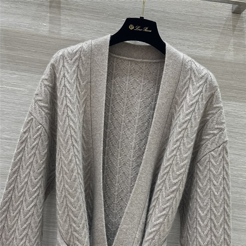 L0r0 P1ana pure cashmere curly tie coat replica clothes