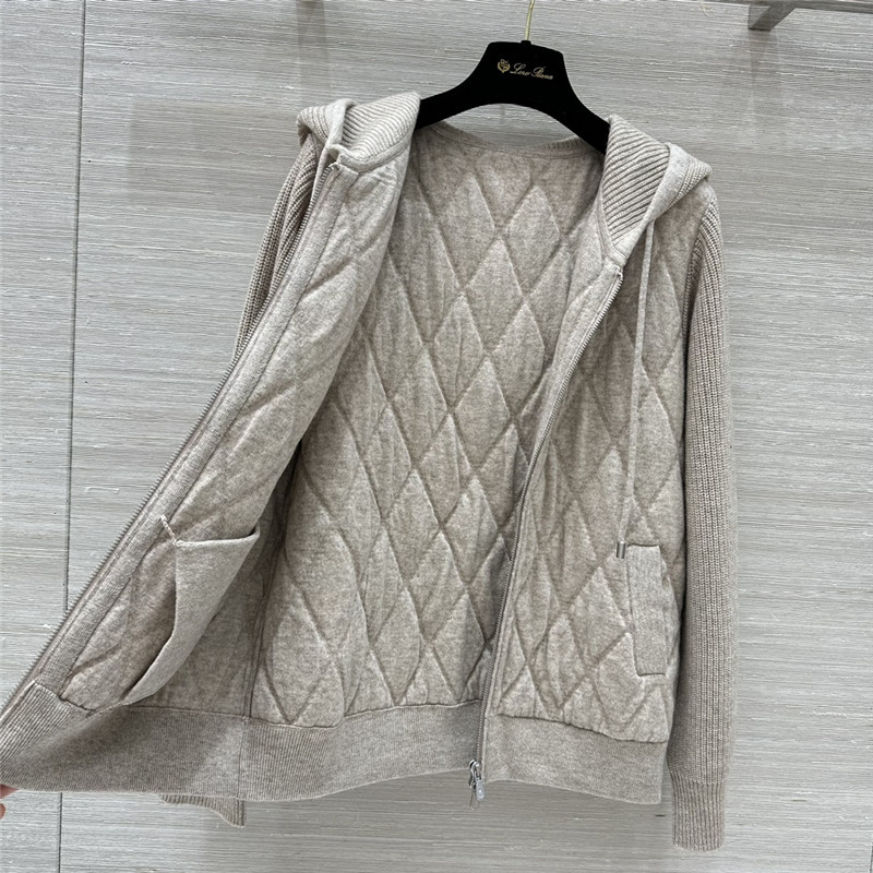L0r0 P1ana quilted cashmere hooded jacket replica clothing