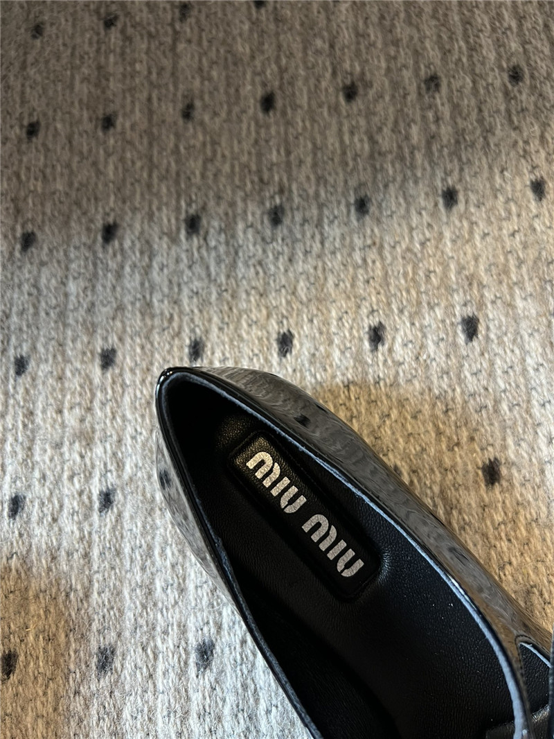 Miu Miu Black Buckle Ankle Strap Pointed Mary Jane Flats