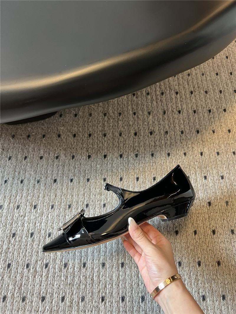 Miu Miu Black Buckle Ankle Strap Pointed Mary Jane Flats