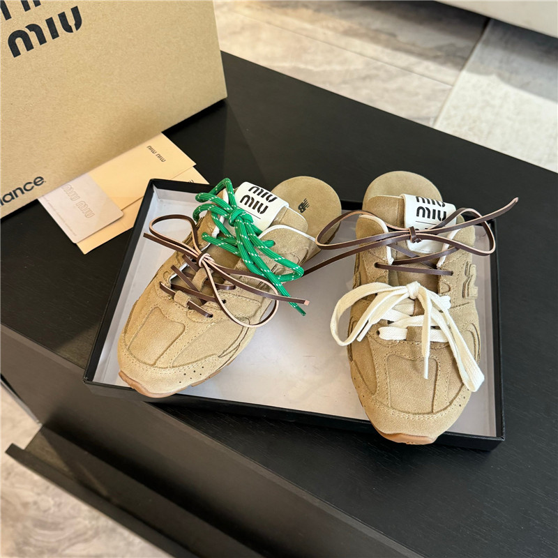 New Balance x Miu Miu 530 SL Faded Suede Ecru Mules