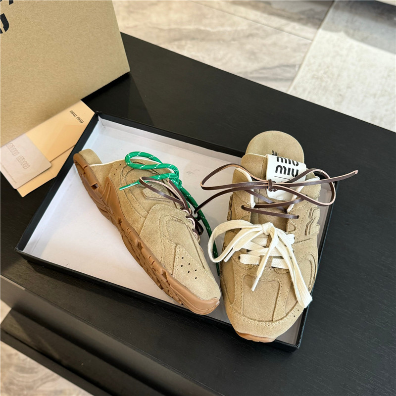 New Balance x Miu Miu 530 SL Faded Suede Ecru Mules