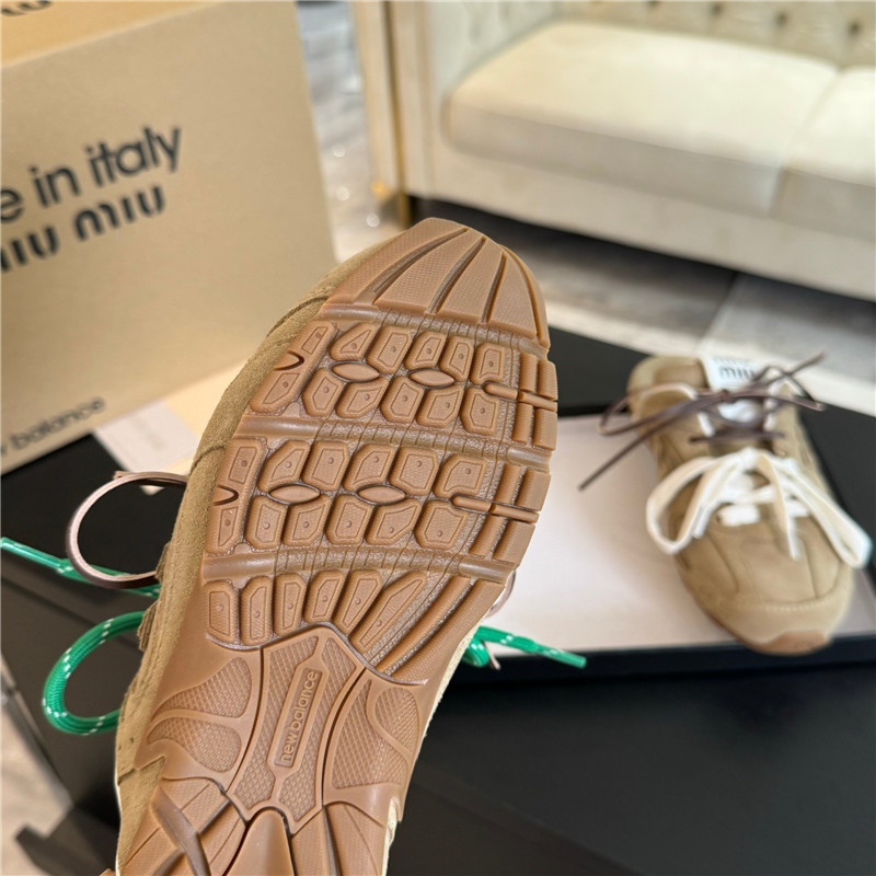 New Balance x Miu Miu 530 SL Faded Suede Ecru Mules