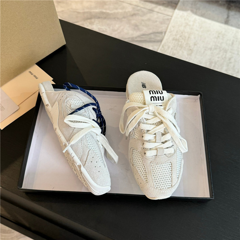 New Balance x Miu Miu 530 SL White Mesh Fabric Mules