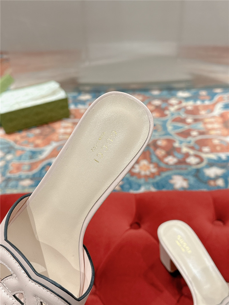 Gvc*1 interlocking g mid-heel slide sandals pink