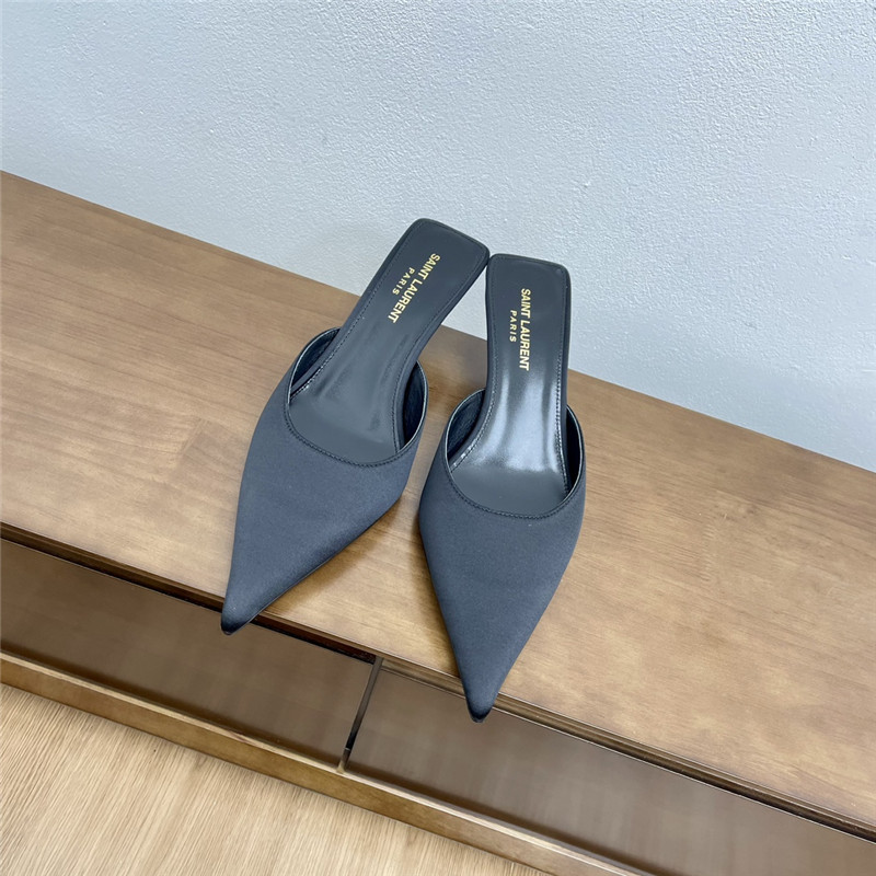 Sa1nt Lau*nt barbara mules black satin crepe