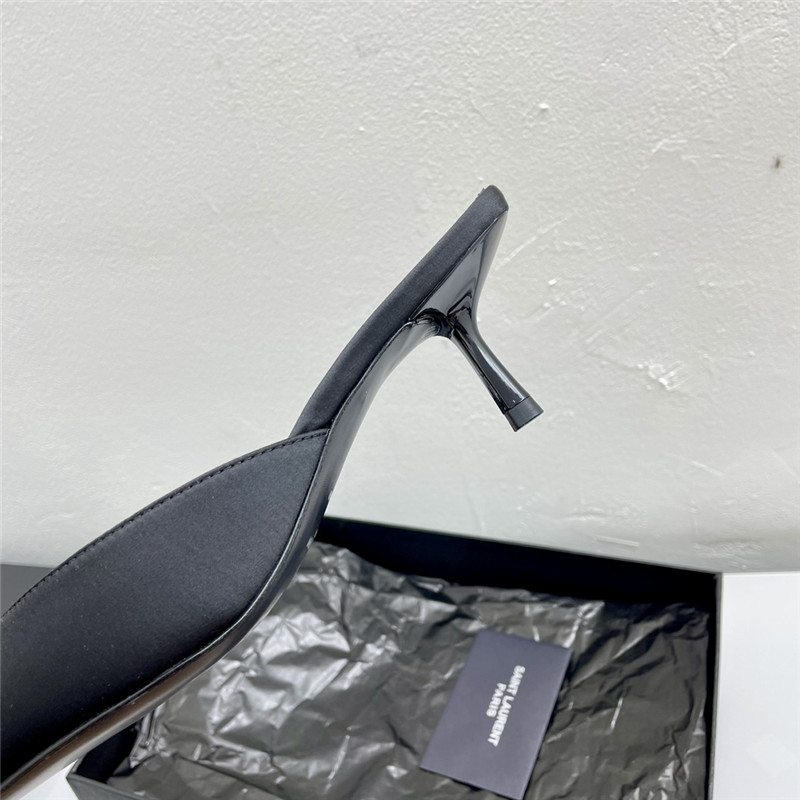 Sa1nt Lau*nt barbara mules black satin crepe