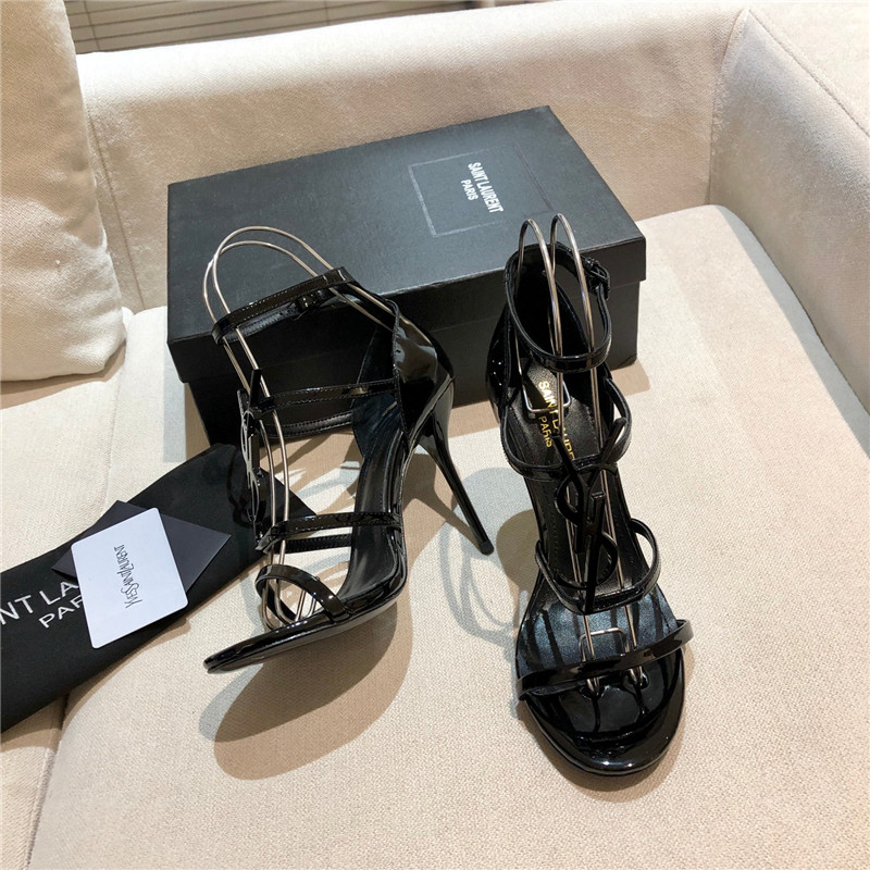 Sa1nt Lau*nt cassandra black patent heels sandals