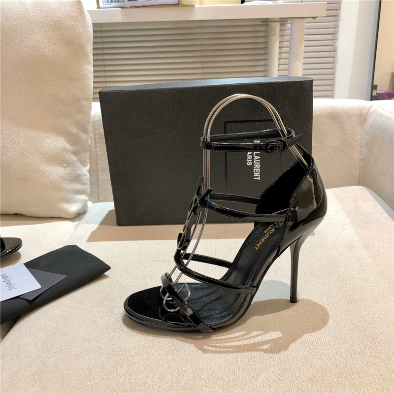 Sa1nt Lau*nt cassandra black patent heels sandals