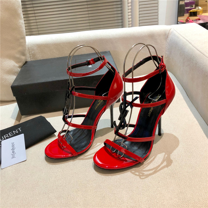 Sa1nt Lau*nt cassandra red patent heel sandals