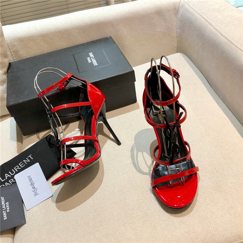 Sa1nt Lau*nt cassandra red patent heel sandals