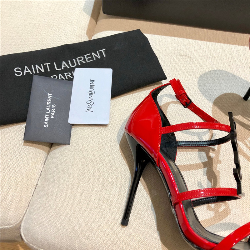 Sa1nt Lau*nt cassandra red patent heel sandals