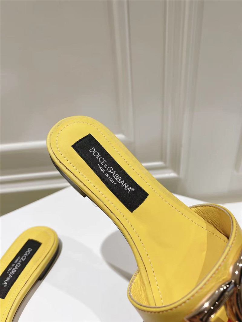 Dolce & Gabbana Gold DG Ombré-Print Sliders Pink & Yellow