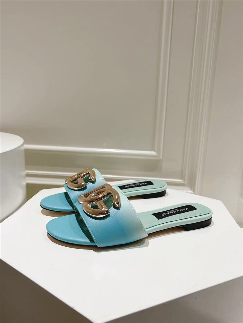 Dolce & Gabbana Gold DG Ombré-Print Sliders in Blue