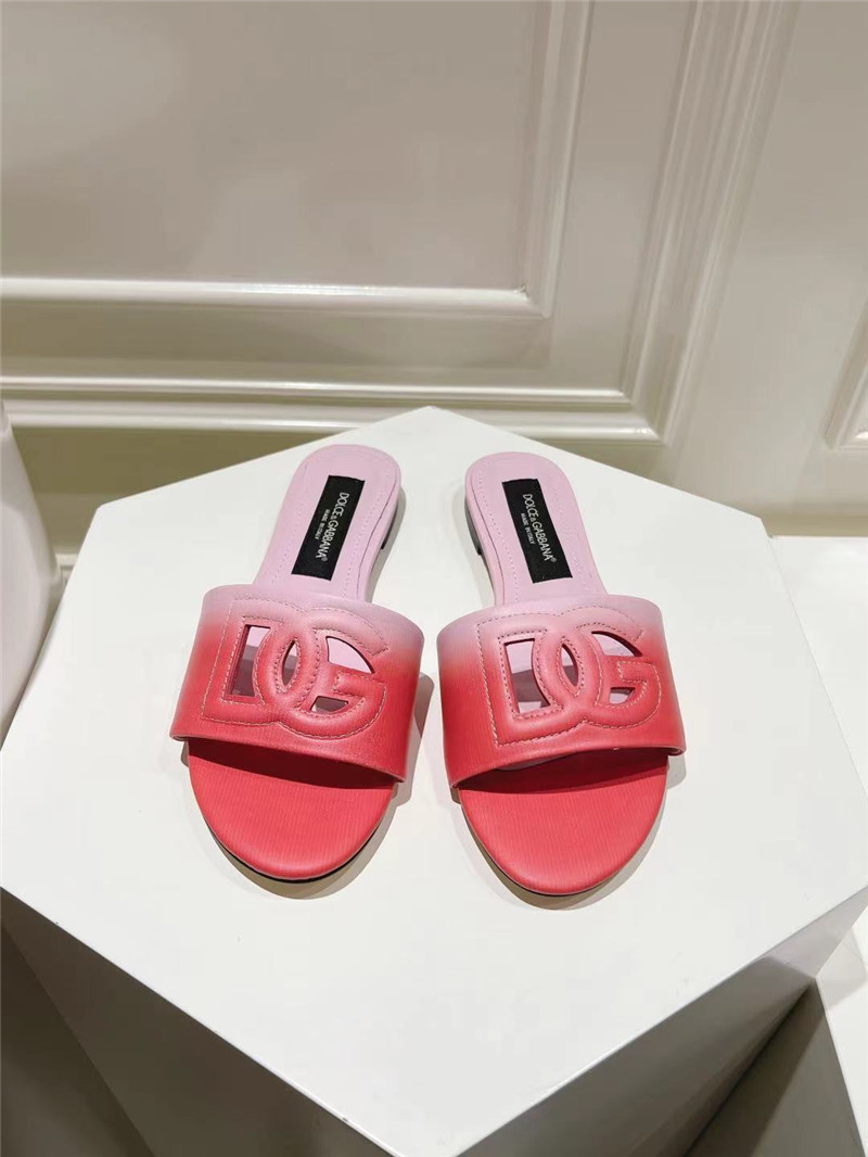 Dolce & Gabbana Ombré-Print Calfskin Sliders Pink