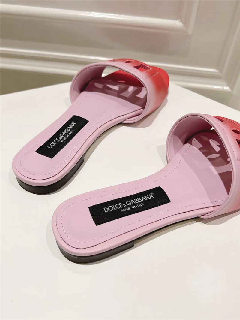 Dolce & Gabbana Ombré-Print Calfskin Sliders Pink