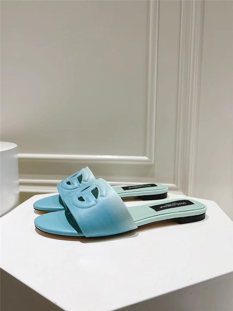 Dolce & Gabbana Blue Ombré-Print Calfskin Sliders