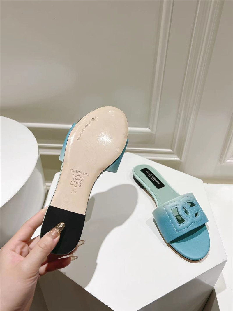 Dolce & Gabbana Blue Ombré-Print Calfskin Sliders