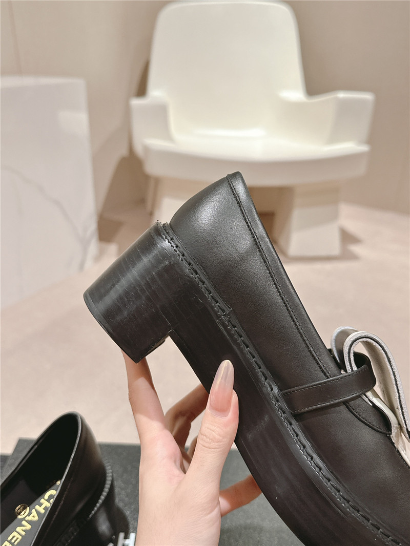 Ch**el moccasin flip cover loafers black and white